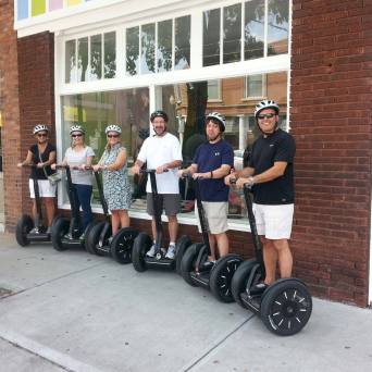 a family of six doing the segway tour