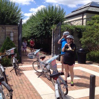 people putting their helments on