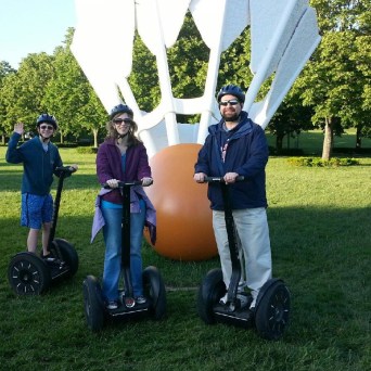 family of three on segways