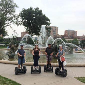 family of four in segway